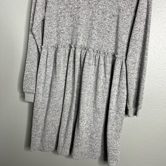 Coco + Jaimeson Long Sleeve Turtleneck Babydoll Dress Stretchy Knit Gray M - Picture 4 of 8